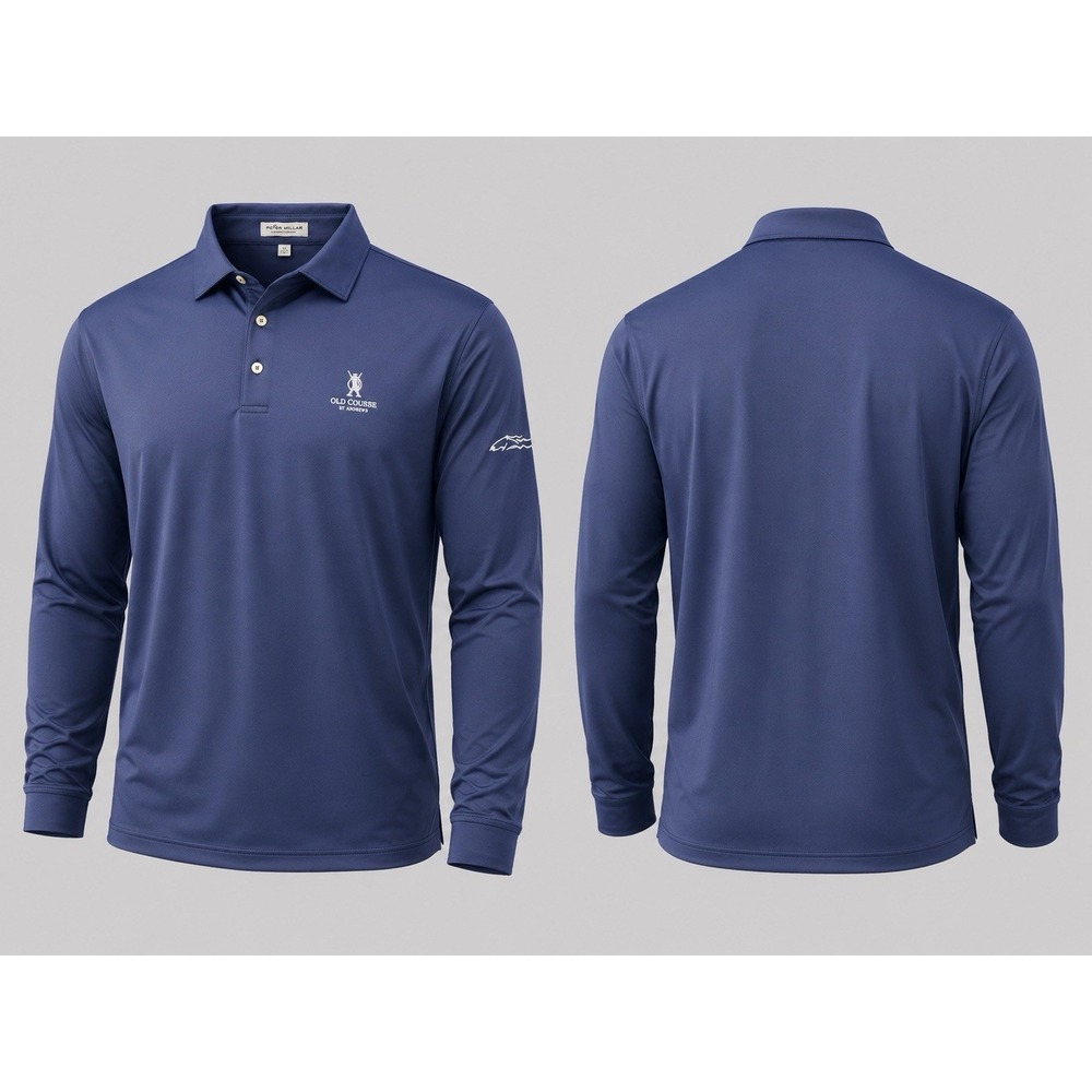 Peter Millar SHIRT Mens X-Large Navy Blue Polo  L/S Dalton CC Performance
